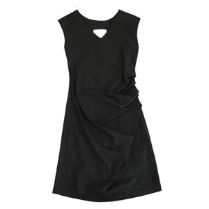 KAFFE India Ruched Black Mini Dress – V‑Neck Bodycon (M / 38)
